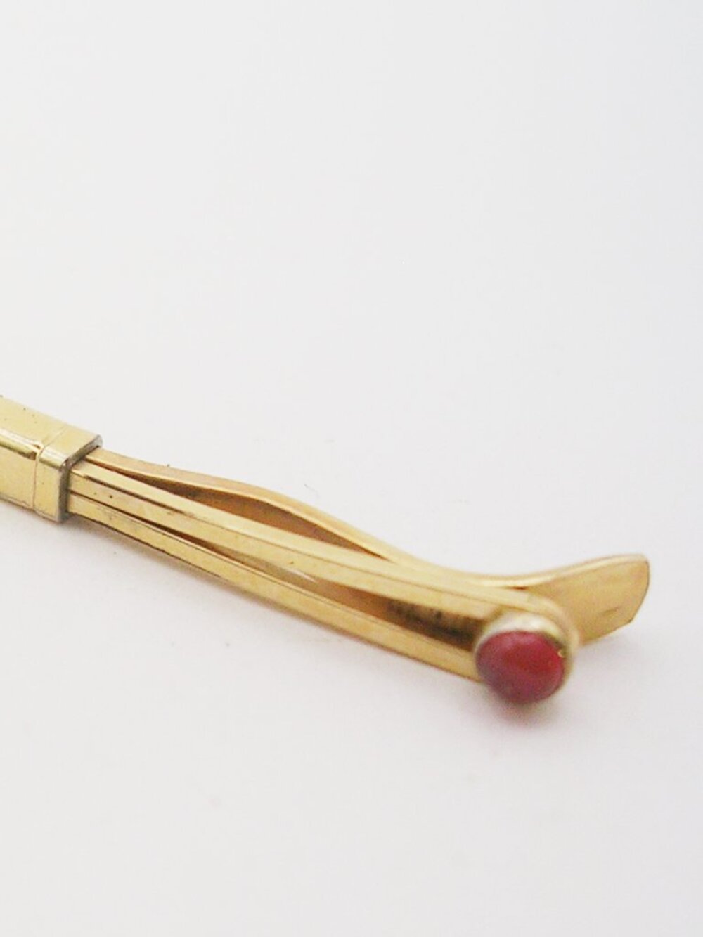 Vintage Collar Clip Bar gold plate Krementz Ruby Cabochons classic Formal Wear